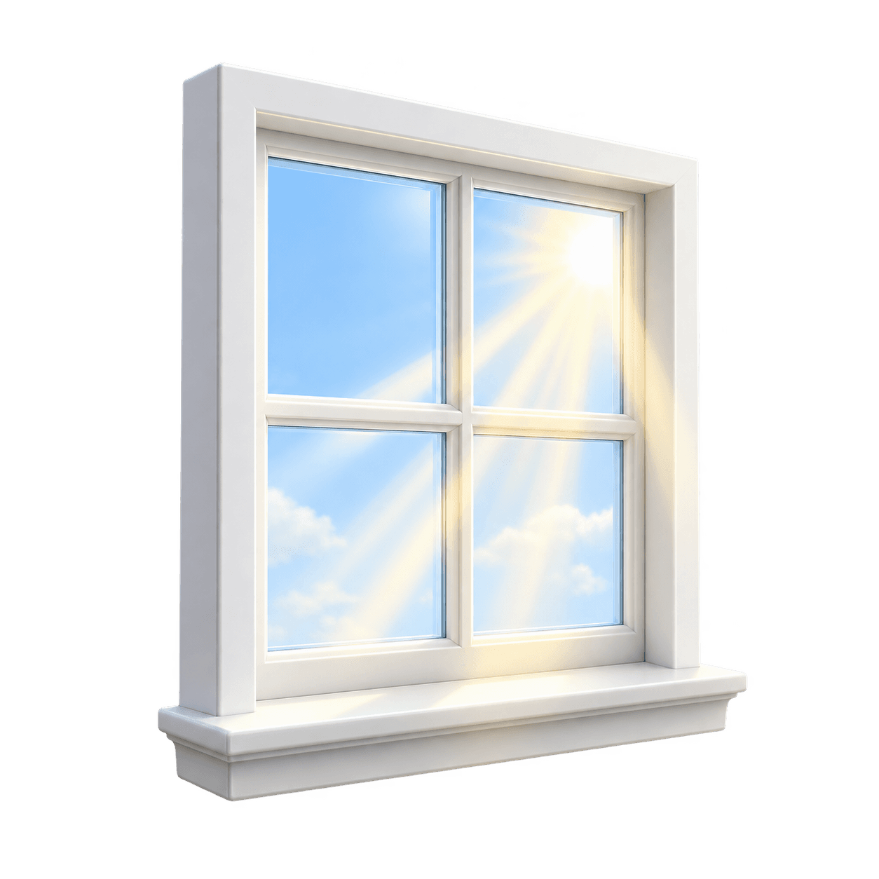 Sunlight shining through a white window