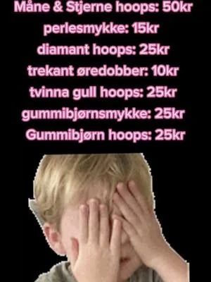 A meme-style price list for products from a small jewelry business